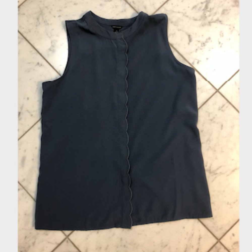 Navy Blue Button-Down Blouse